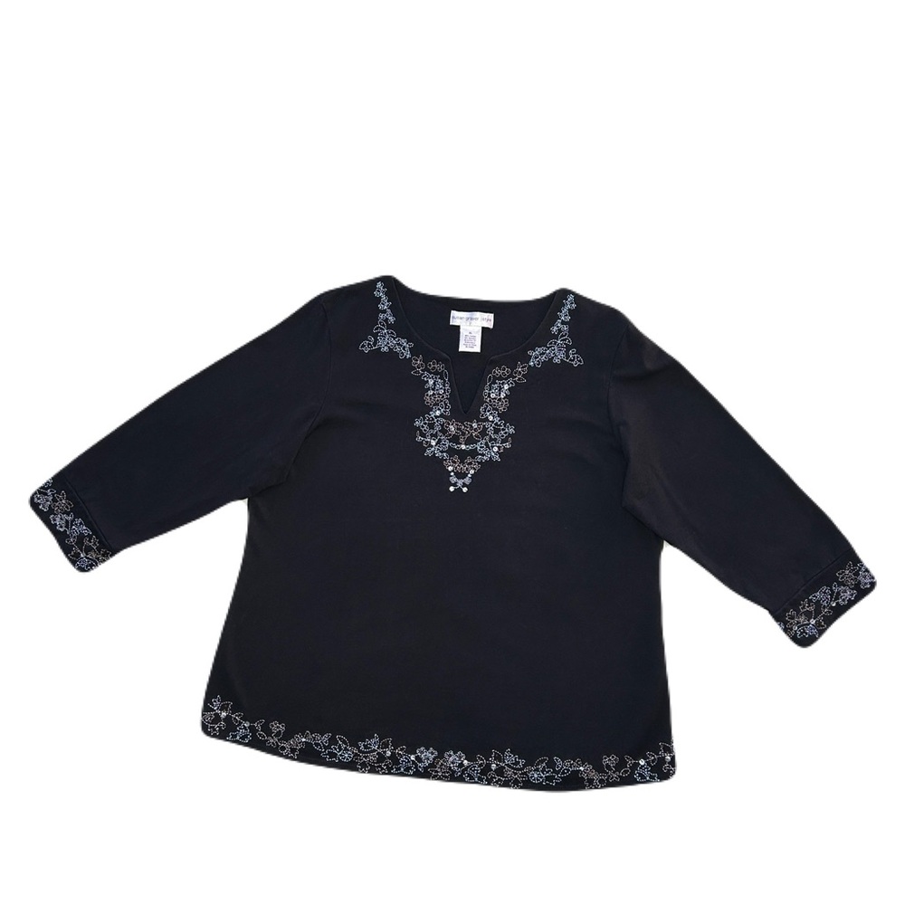 Susan Graver Black Tunic with Delicate Embroidery - Picture 2 of 8